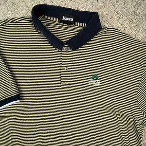 Ashworth Mens Polo XL Yellow Blue Striped Golf Shirt HARMONY LANDING CLUB